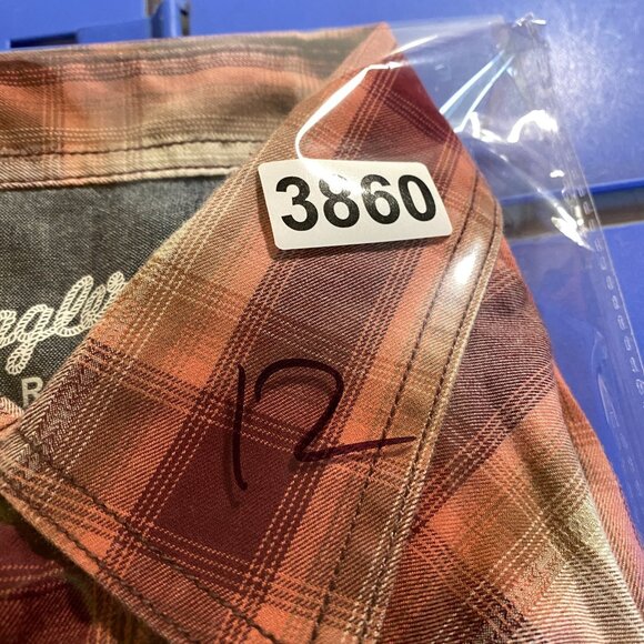 Wrangler Retro Premium Western Pearl Snap Shirt Mens XL Maroon Plaid Rustic Gorp - Picture 11 of 11
